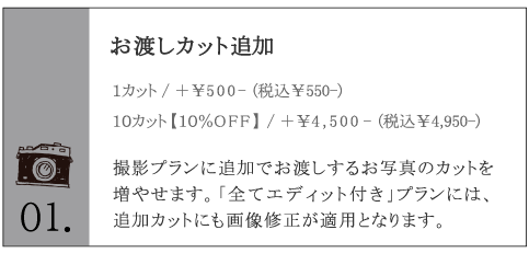 お渡しカット追加